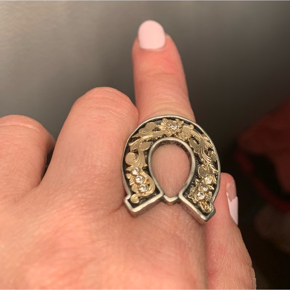 Gold and Silver Horseshoe Ring stretchy band,